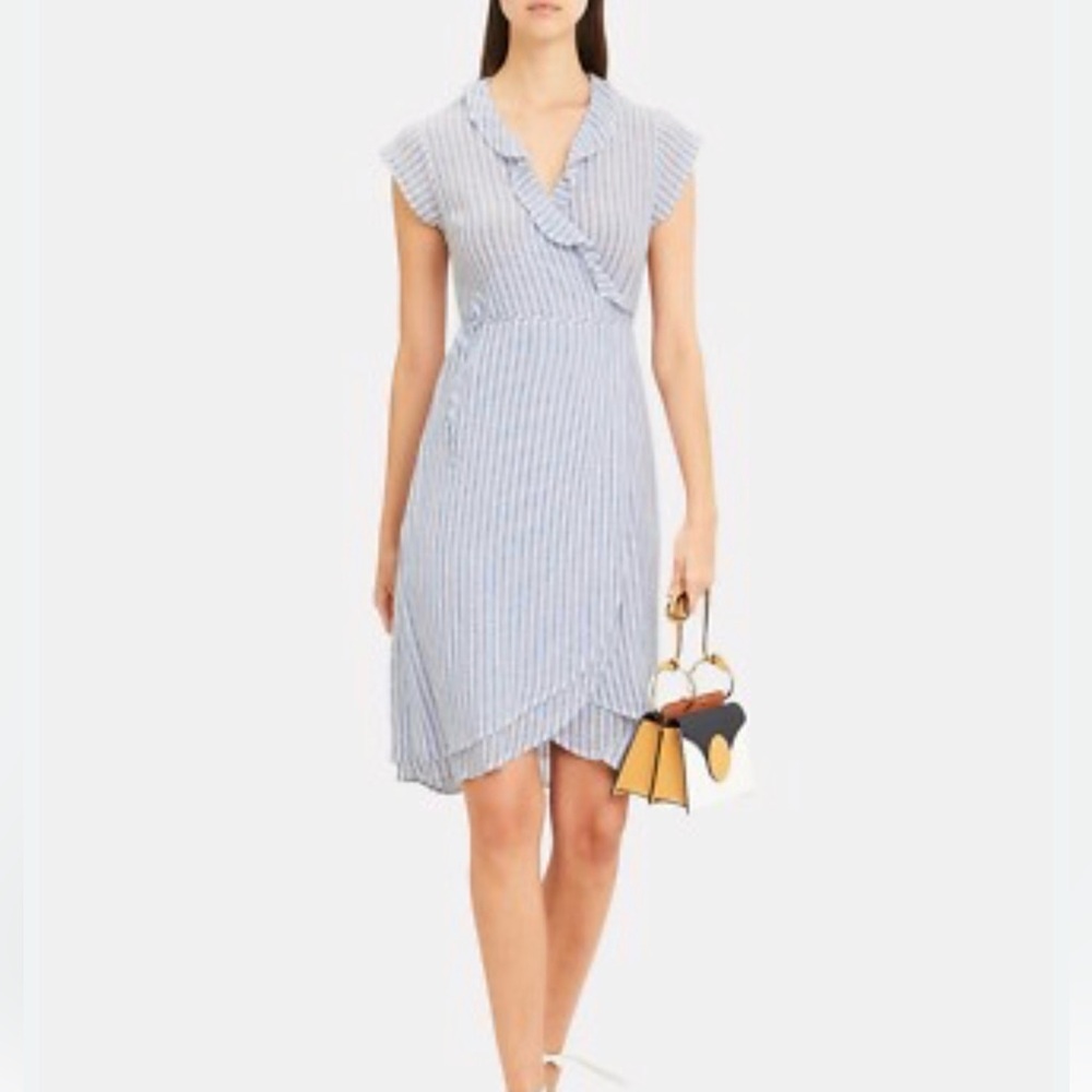 Rails Louisa Bluebell Stripe Linen blend wrap dress